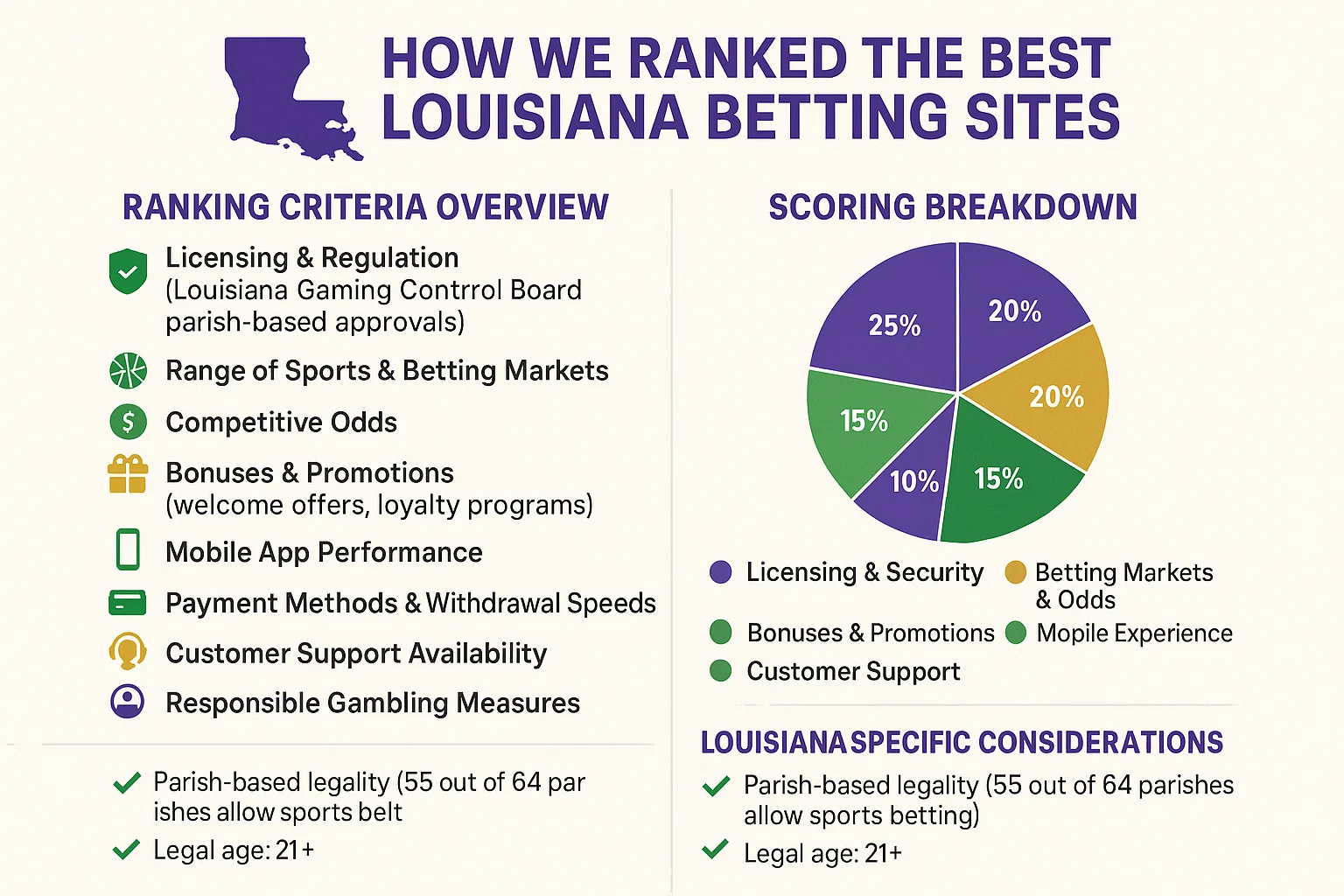 How We Ranked the Best Louisiana Betting Sites